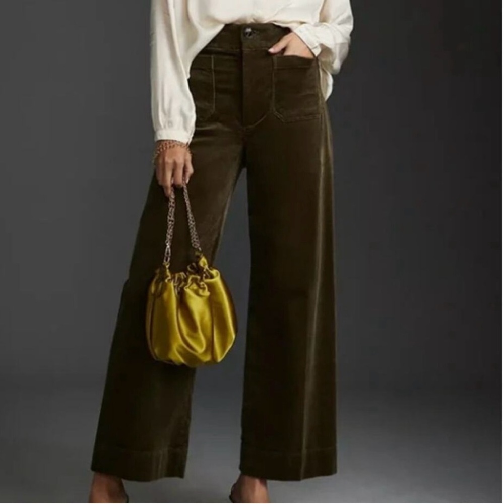 Anthropologie Maeve Colette Corduroy Crop Ankle Wide Leg Pant Brown Size 27